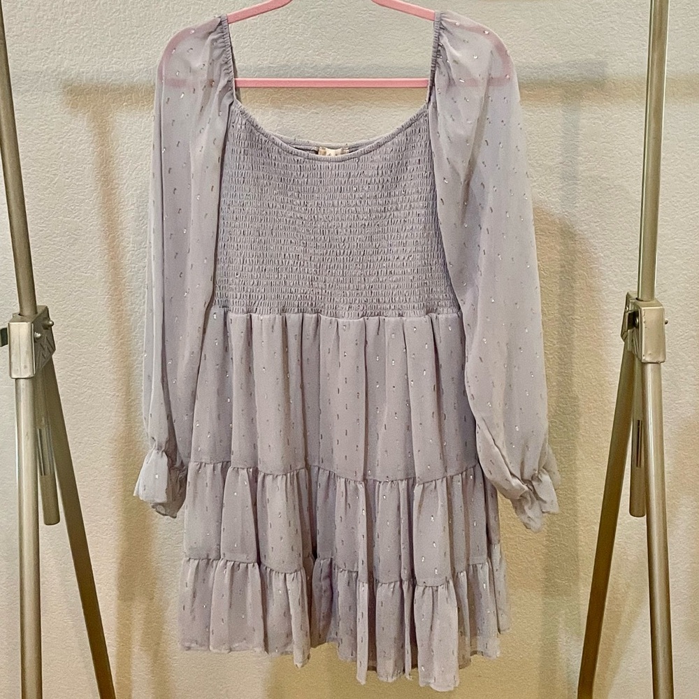 Light blue chiffon arm dress